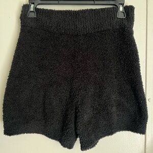 Black fluffy shorts